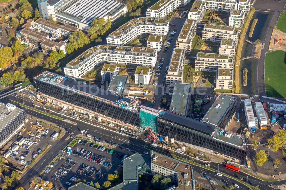 Luftbild Essen - Baustelle der Unternehmenszentrale der Funke Mediengruppe am Berliner Platz in Essen im Bundesland Nordrhein-Westfalen