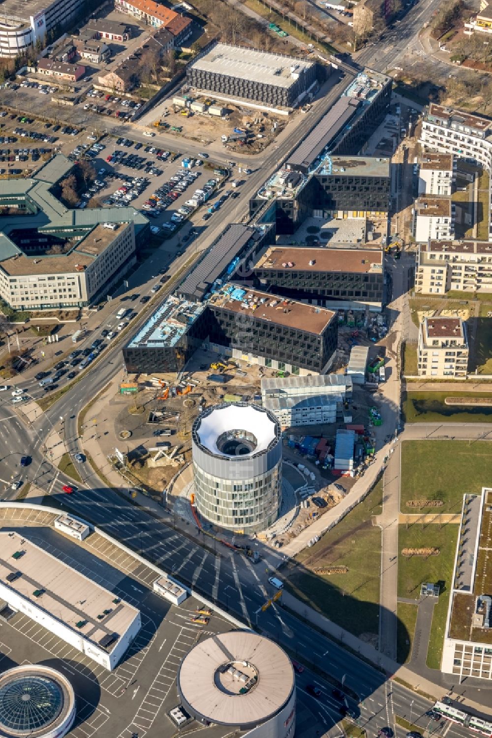 Luftbild Essen - Baustelle der Unternehmenszentrale der Funke Mediengruppe am Berliner Platz in Essen im Bundesland Nordrhein-Westfalen