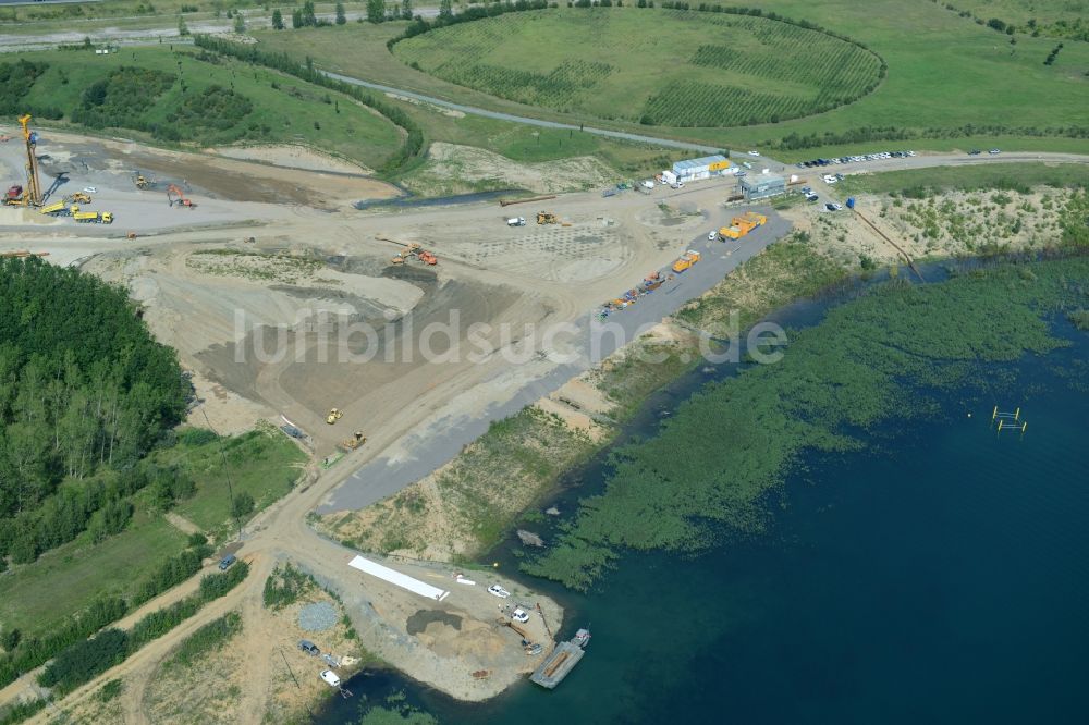 Zwenkau von oben - Baustelle Verbindungskanal Harthkanal zwischen Zwenkauer See und Cospudener See in Zwenkau im Bundesland Sachsen