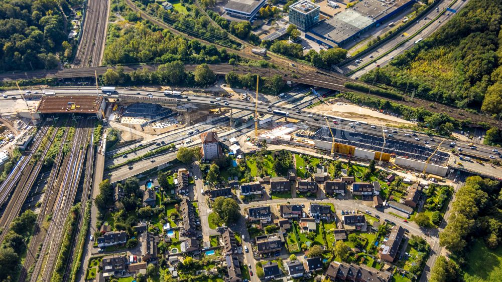 Duisburg aus der Vogelperspektive: Baustelle an der Verkehrsführung am Autobahnkreuz der BAB A40 - 3 Kreuz Kaiserberg in Duisburg im Bundesland Nordrhein-Westfalen, Deutschland