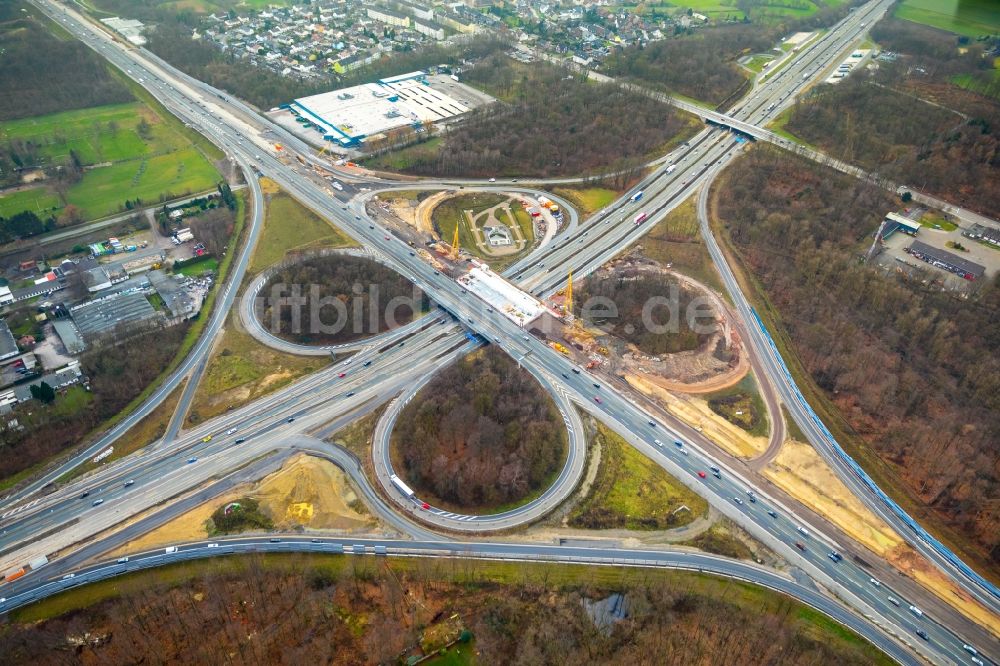 Luftbild Recklinghausen - Baustelle an der Verkehrsführung am Autobahnkreuz der BAB A2 - A43 in Recklinghausen im Bundesland Nordrhein-Westfalen, Deutschland