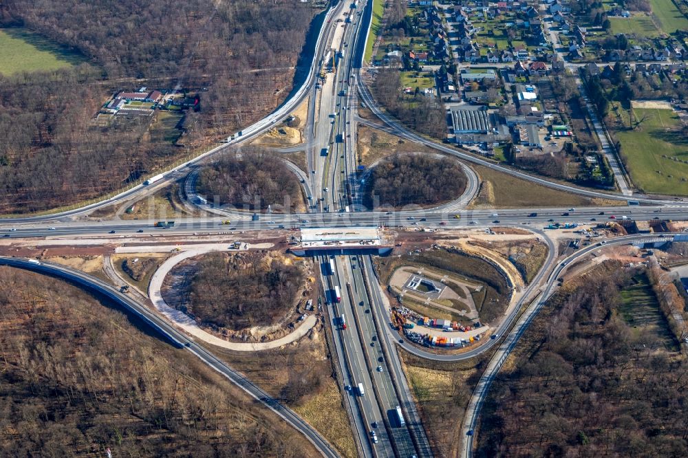 Luftbild Recklinghausen - Baustelle an der Verkehrsführung am Autobahnkreuz der BAB A2 - A43 in Recklinghausen im Bundesland Nordrhein-Westfalen, Deutschland