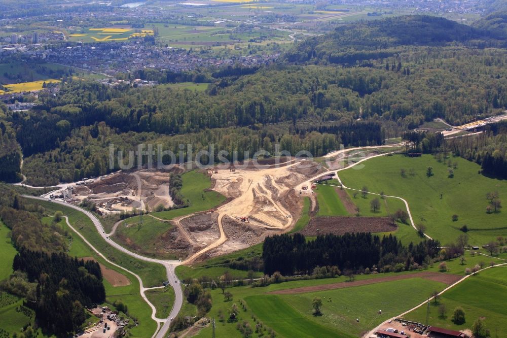 Rheinfelden (Baden) aus der Vogelperspektive: Baustelle an der Verkehrsführung der künftigen Autobahnabfahrt der BAB A98 in Rheinfelden (Baden) im Bundesland Baden-Württemberg