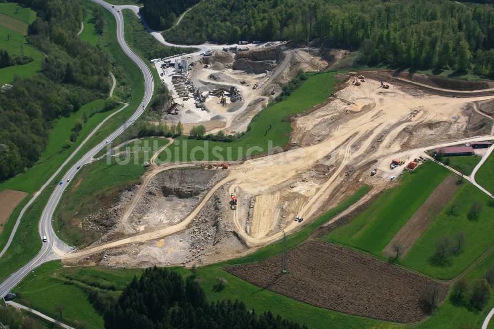 Luftbild Rheinfelden (Baden) - Baustelle an der Verkehrsführung der künftigen Autobahnabfahrt der BAB A98 in Rheinfelden (Baden) im Bundesland Baden-Württemberg