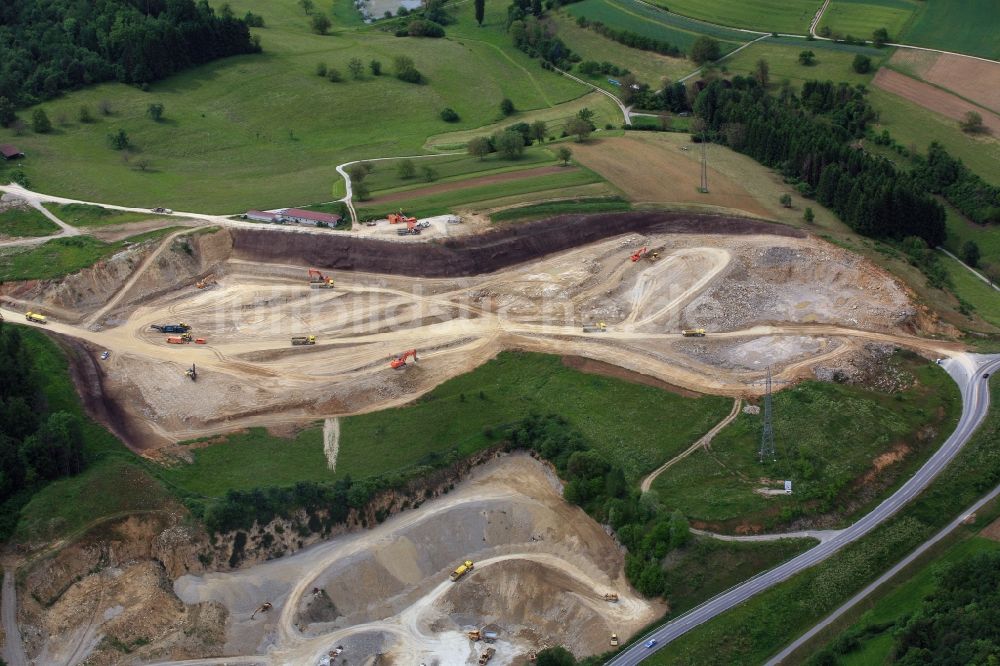 Luftbild Rheinfelden (Baden) - Baustelle an der Verkehrsführung der künftigen Autobahnabfahrt der BAB A98 in Rheinfelden (Baden) im Bundesland Baden-Württemberg