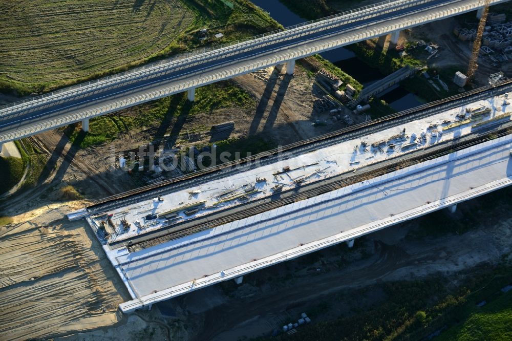 Karstädt aus der Vogelperspektive: Baustelle an der Verkehrsführung der Landesstraße L13 in Karstädt im Bundesland Brandenburg