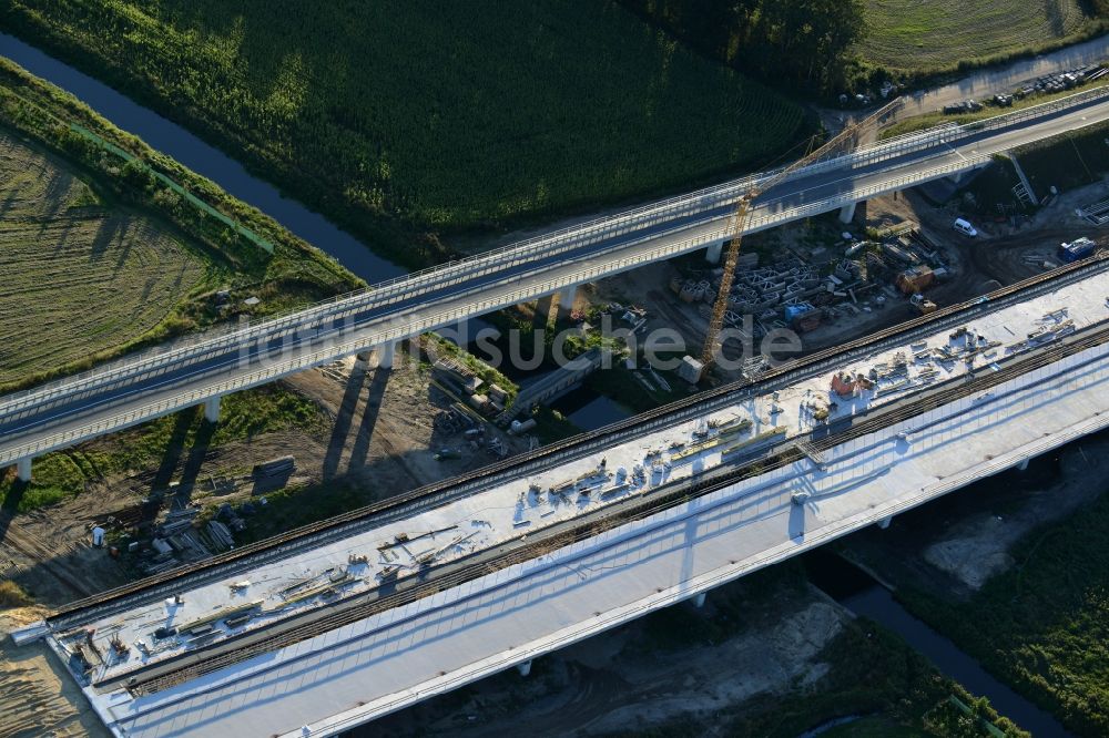 Luftbild Karstädt - Baustelle an der Verkehrsführung der Landesstraße L13 in Karstädt im Bundesland Brandenburg