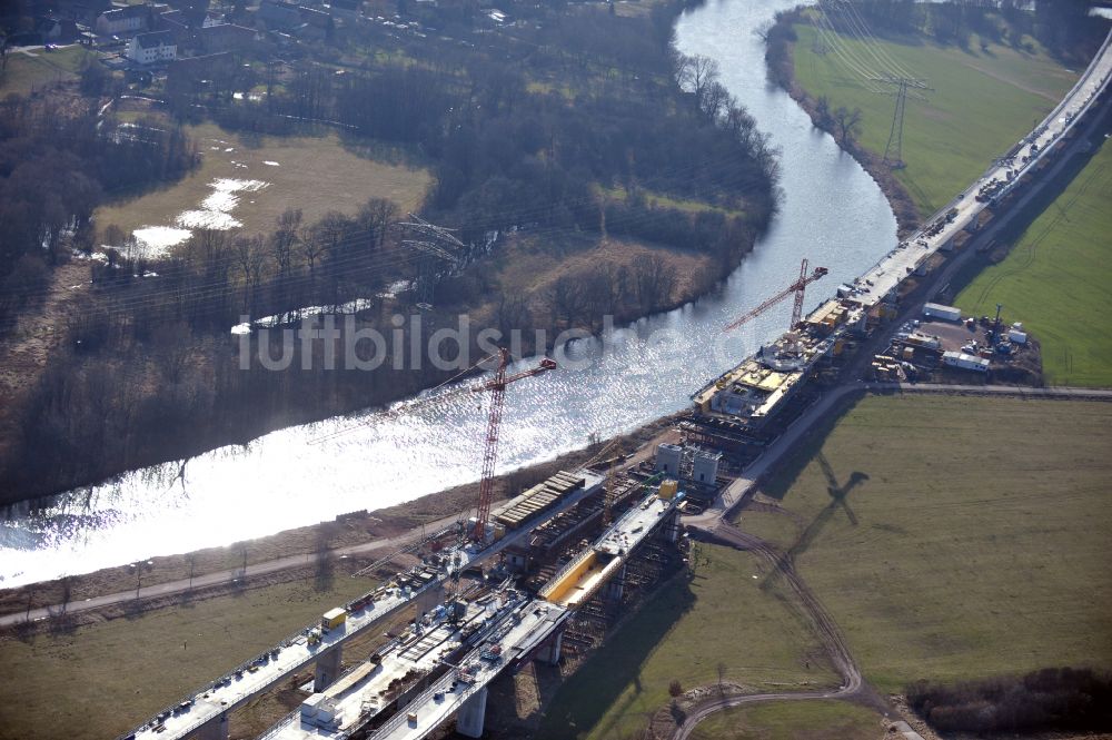 Rattmannsdorf von oben - Baustelle Viadukt des Bahn- Brückenbauwerk in Rattmannsdorf im Bundesland Sachsen-Anhalt, Deutschland