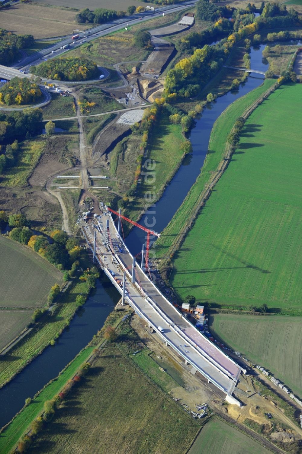 Bad Oeynhausen von oben - Baustelle der Werrebrücke in Bad Oeynhausen im Bundesland Nordrhein-Westfalen