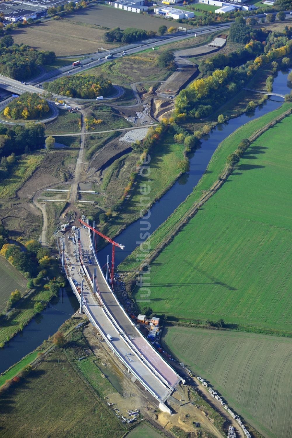 Bad Oeynhausen aus der Vogelperspektive: Baustelle der Werrebrücke in Bad Oeynhausen im Bundesland Nordrhein-Westfalen