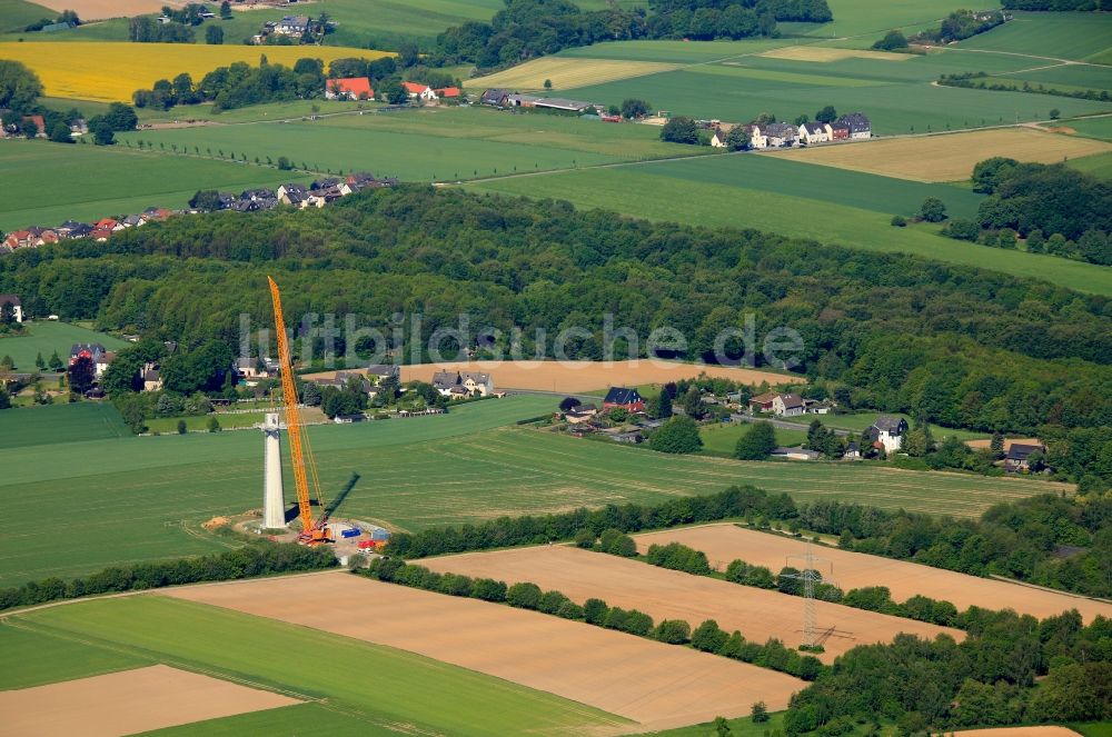 Bochum OT Gerthe von oben - Baustelle eines Windrades im Ortsteil Gerthe von Bochum im Bundesland Nordrhein-Westfalen