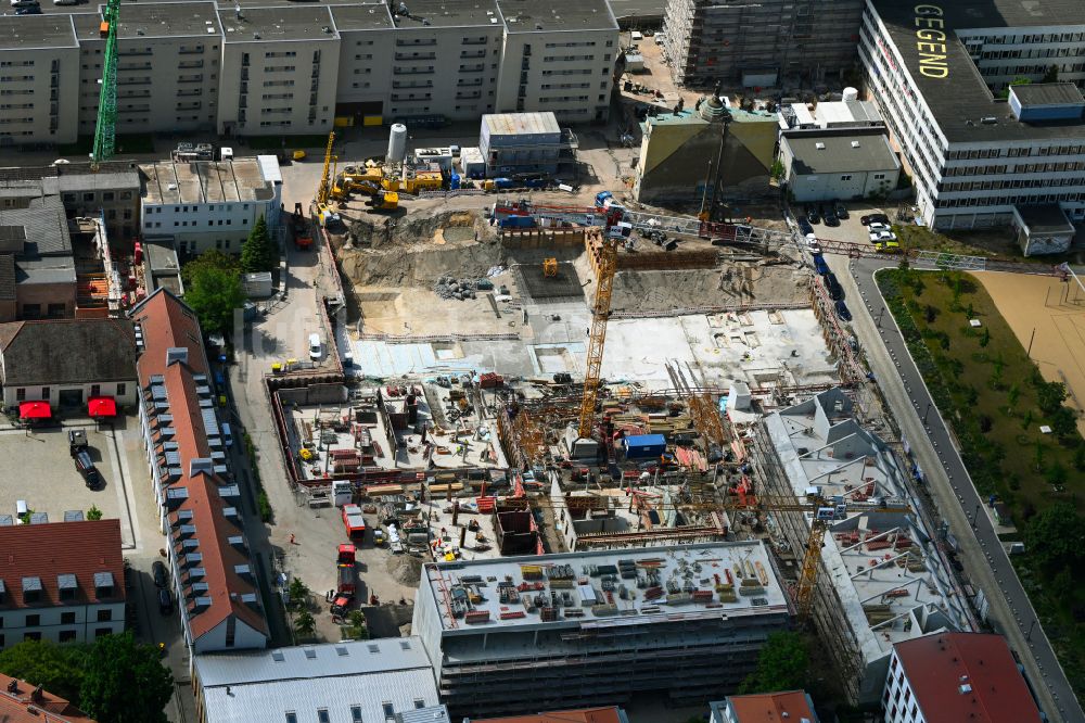 Luftaufnahme Potsdam - Baustelle Wohn- und Geschäftshaus Viertel entlang des Kunst- und Kreativquartier Alte Feuerwache in Potsdam im Bundesland Brandenburg, Deutschland