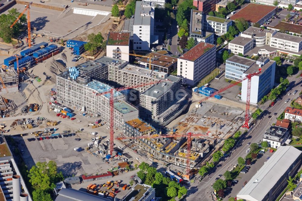 Luftaufnahme München - Baustelle Wohn- und Geschäftshaus Viertel SÜDWINK im Ortsteil Obersendling in München im Bundesland Bayern, Deutschland