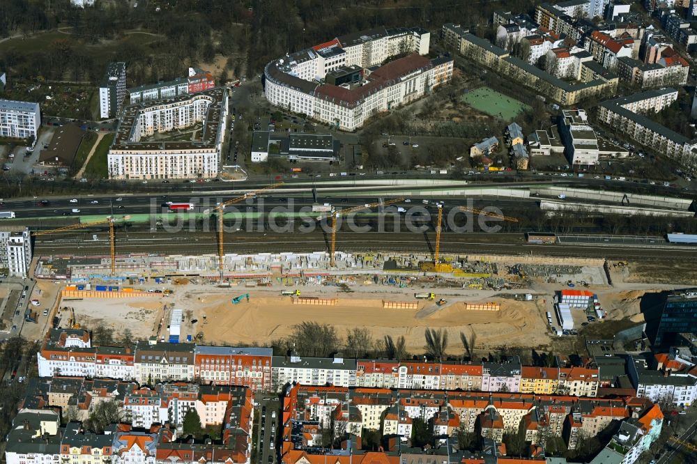 Luftaufnahme Berlin - Baustelle Wohnanlage Friedenauer Höhe im Ortsteil Wilmersdorf in Berlin, Deutschland