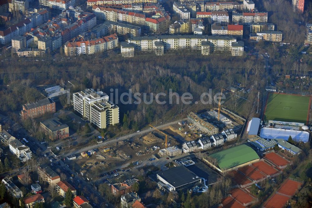 Berlin aus der Vogelperspektive: Baustelle der Wohnanlage Leonorengärten im Ortsteil Lankwitz im Bezirk Steglitz-Zehlendorf in Berlin