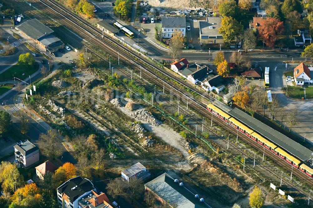 Luftaufnahme Berlin - Baustelle Wohngebiet einer Mehrfamilienhaussiedlung Am Alten Güterbahnhof in Berlin, Deutschland