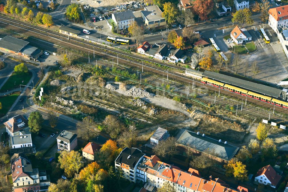 Berlin von oben - Baustelle Wohngebiet einer Mehrfamilienhaussiedlung Am Alten Güterbahnhof in Berlin, Deutschland