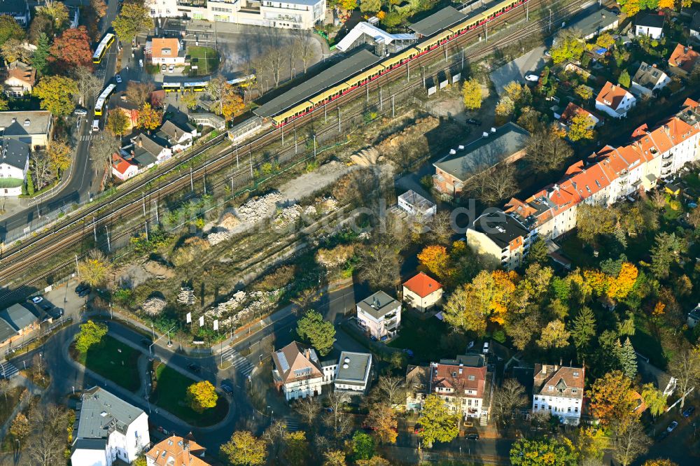 Luftaufnahme Berlin - Baustelle Wohngebiet einer Mehrfamilienhaussiedlung Am Alten Güterbahnhof in Berlin, Deutschland