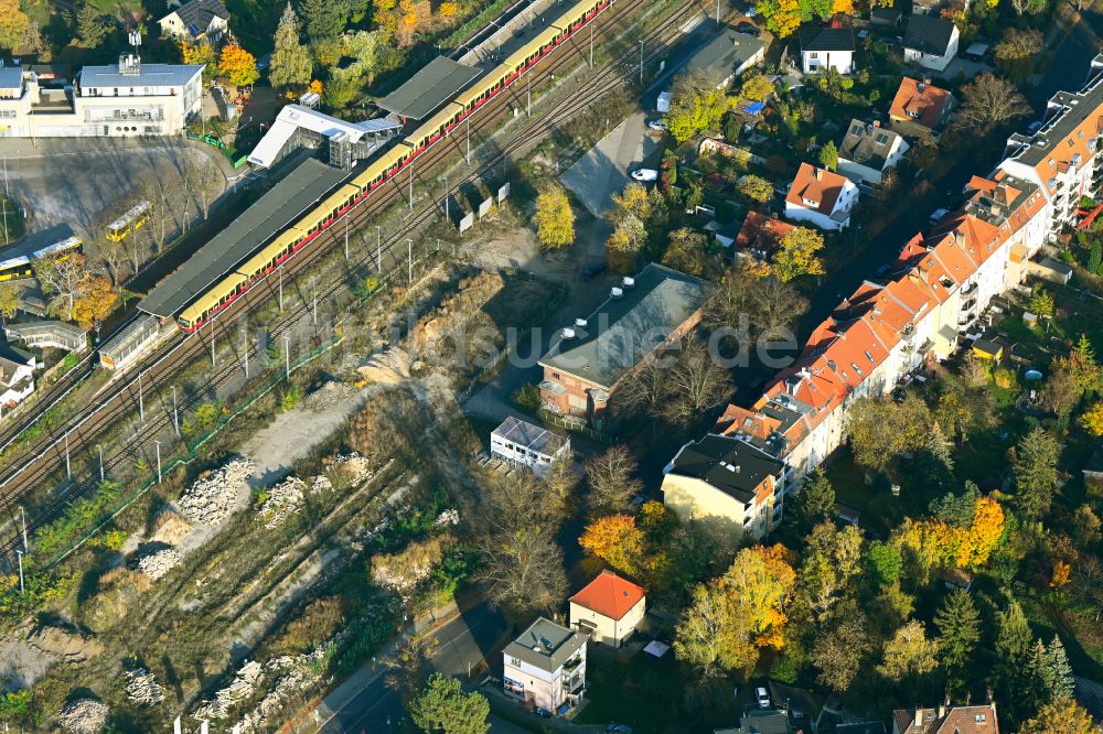 Berlin von oben - Baustelle Wohngebiet einer Mehrfamilienhaussiedlung Am Alten Güterbahnhof in Berlin, Deutschland