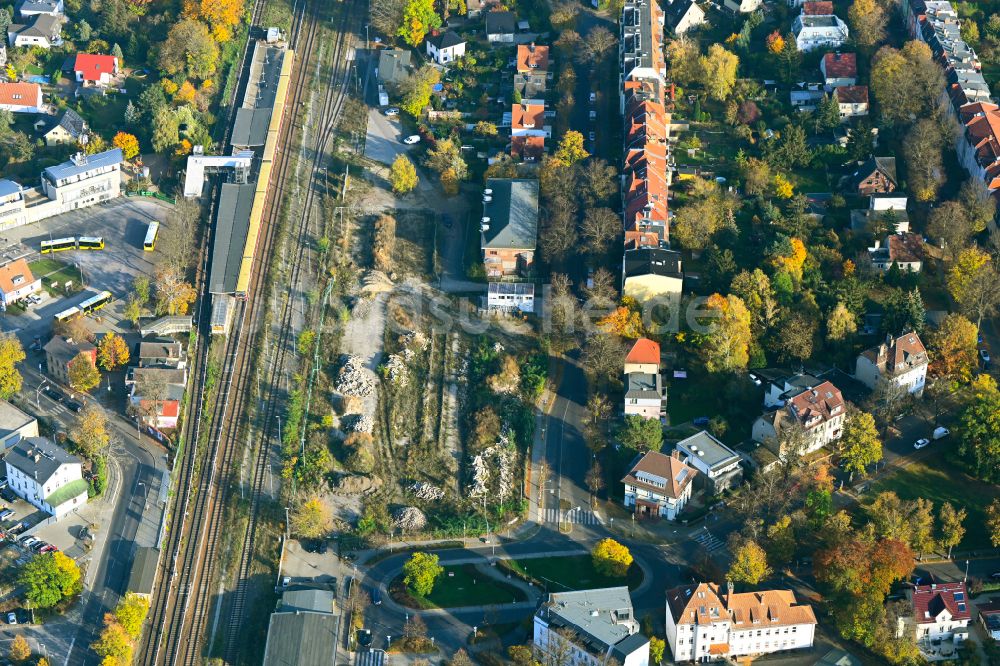 Berlin aus der Vogelperspektive: Baustelle Wohngebiet einer Mehrfamilienhaussiedlung Am Alten Güterbahnhof in Berlin, Deutschland