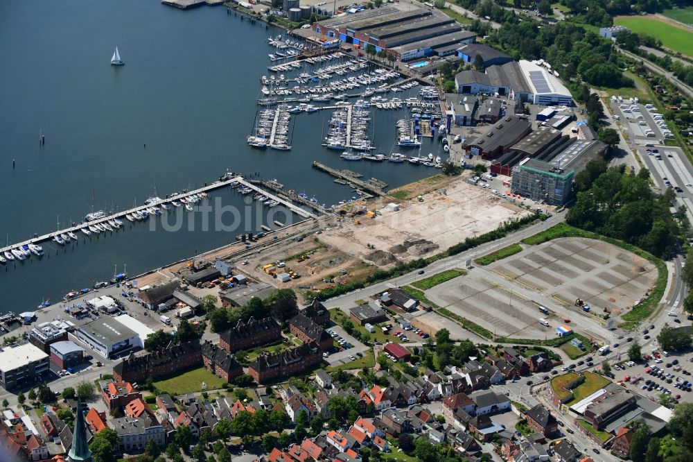 Luftbild Lübeck - Baustelle Wohngebiet einer Mehrfamilienhaussiedlung Auf dem Baggersand in Travemünde im Bundesland Schleswig-Holstein, Deutschland