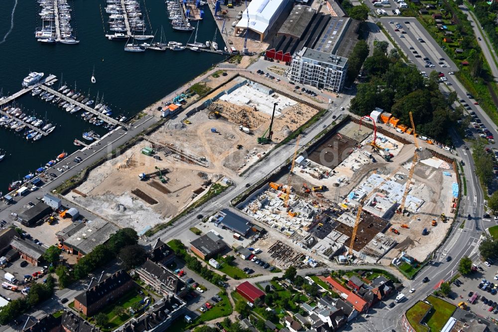 Luftbild Travemünde - Baustelle Wohngebiet einer Mehrfamilienhaussiedlung Auf dem Baggersand in Travemünde im Bundesland Schleswig-Holstein, Deutschland