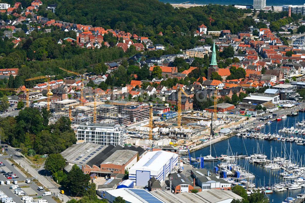 Luftbild Travemünde - Baustelle Wohngebiet einer Mehrfamilienhaussiedlung Auf dem Baggersand in Travemünde im Bundesland Schleswig-Holstein, Deutschland