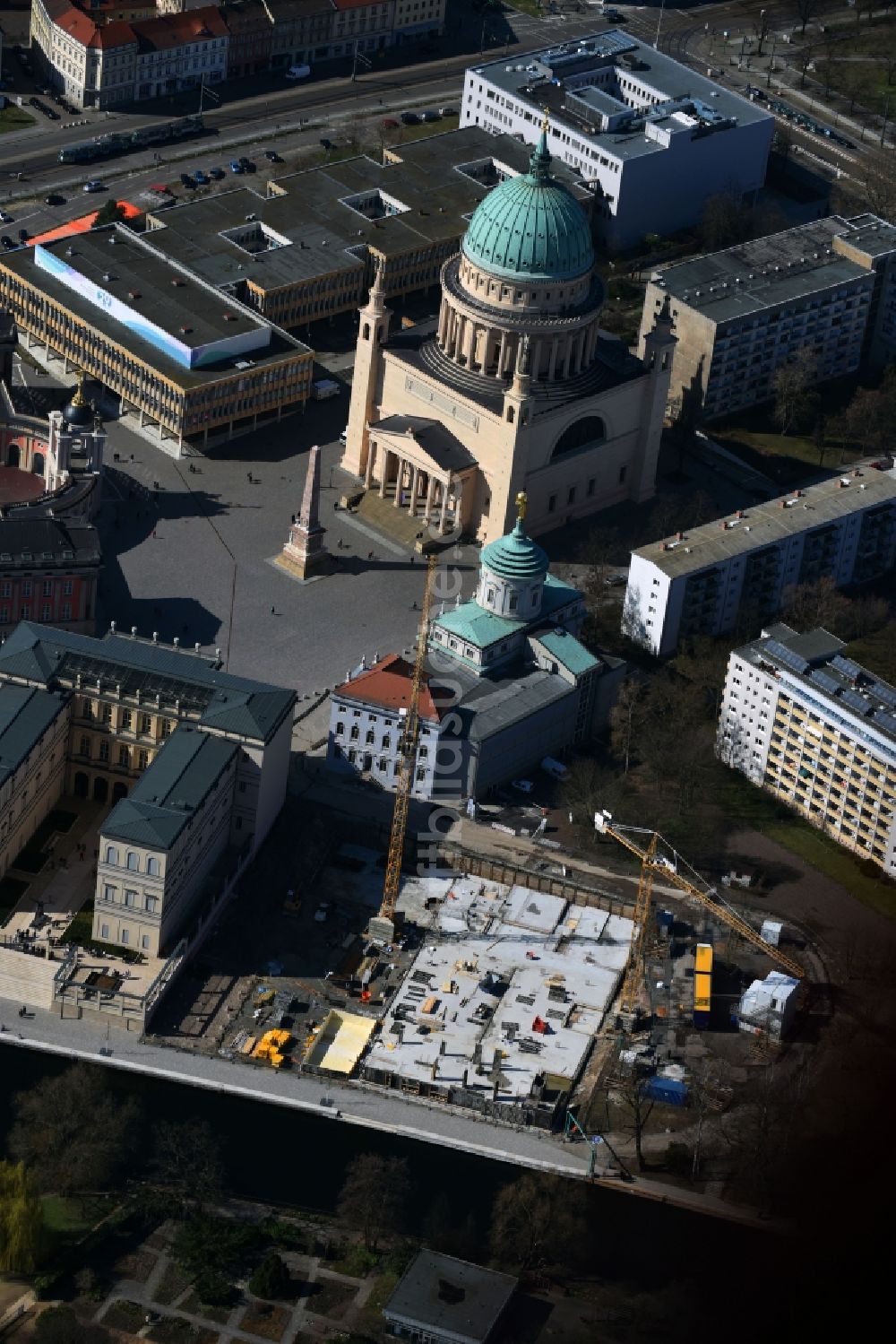 Luftaufnahme Potsdam - Baustelle Wohngebiet einer Mehrfamilienhaussiedlung Brauerstraße in Potsdam im Bundesland Brandenburg, Deutschland