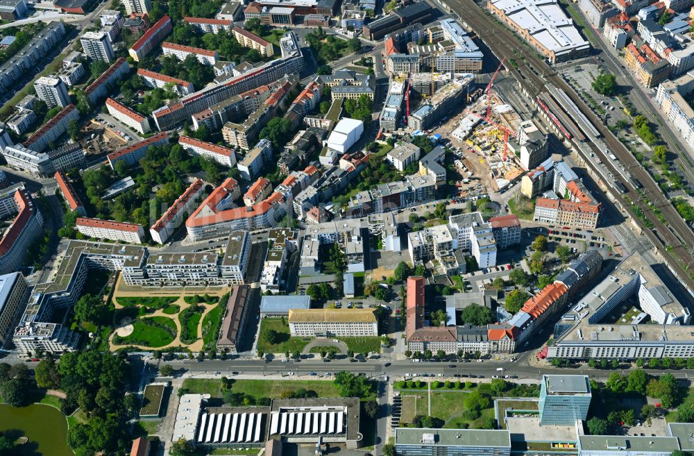 Luftbild Dresden - Baustelle Wohngebiet einer Mehrfamilienhaussiedlung in Dresden im Bundesland Sachsen, Deutschland