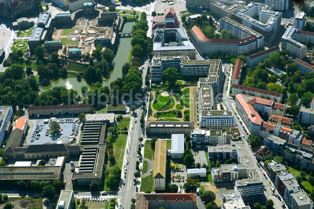 Dresden von oben - Baustelle Wohngebiet einer Mehrfamilienhaussiedlung in Dresden im Bundesland Sachsen, Deutschland