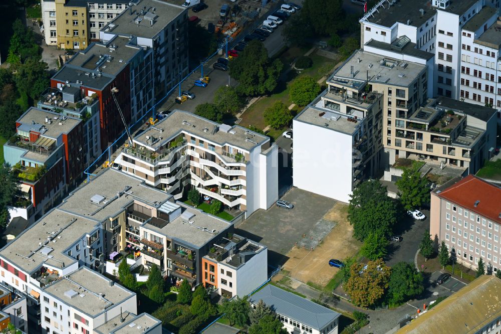 Luftbild Dresden - Baustelle Wohngebiet einer Mehrfamilienhaussiedlung in Dresden im Bundesland Sachsen, Deutschland