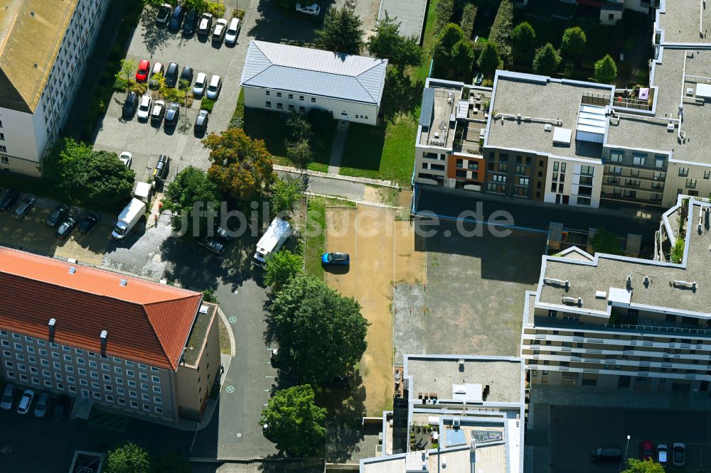 Luftbild Dresden - Baustelle Wohngebiet einer Mehrfamilienhaussiedlung in Dresden im Bundesland Sachsen, Deutschland