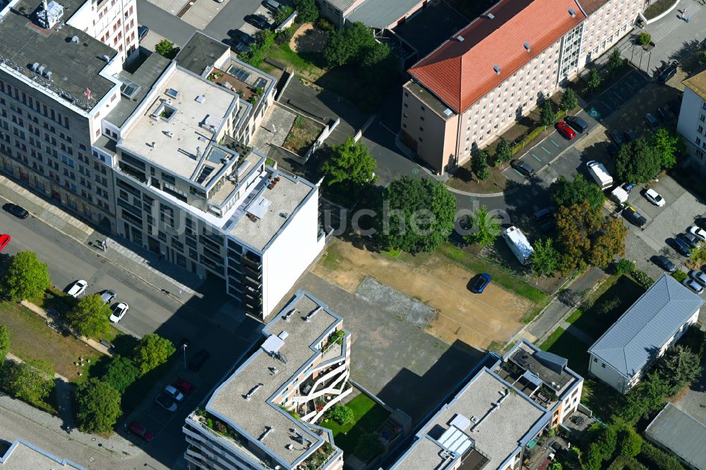 Dresden von oben - Baustelle Wohngebiet einer Mehrfamilienhaussiedlung in Dresden im Bundesland Sachsen, Deutschland