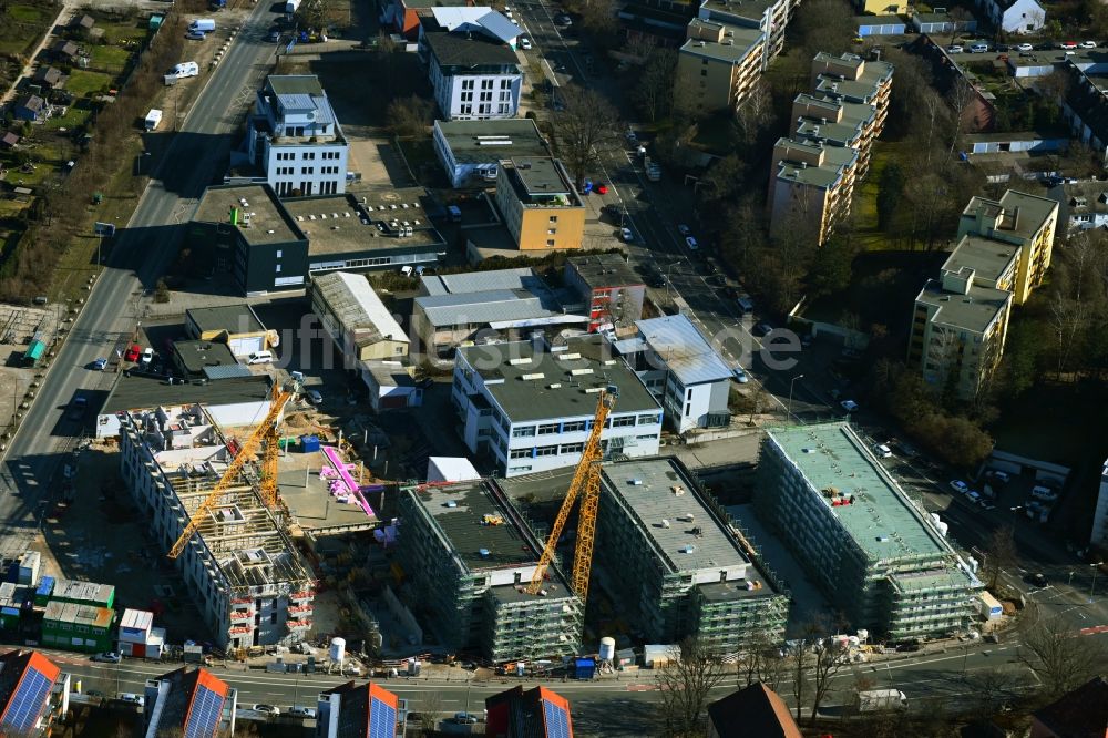 Luftbild Nürnberg - Baustelle Wohngebiet einer Mehrfamilienhaussiedlung an der Dresdener Straße Ecke Kieslingstraße im Ortsteil Erlenstegen in Nürnberg im Bundesland Bayern, Deutschland