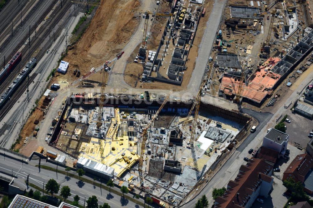 Regensburg aus der Vogelperspektive: Baustelle Wohngebiet einer Mehrfamilienhaussiedlung Das DÖRNBERG an der Kumpfmühler Straße Ecke Friedrich-Niedermeyer-Straße im Ortsteil Kumpfmühl-Ziegetsdorf-Neuprüll in Regensburg im Bundesland Bayern, Deutschland