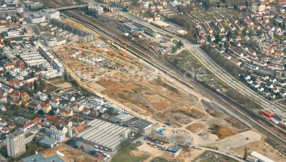 Luftaufnahme Regensburg - Baustelle Wohngebiet einer Mehrfamilienhaussiedlung Das DÖRNBERG im Ortsteil Westviertel in Regensburg im Bundesland Bayern, Deutschland