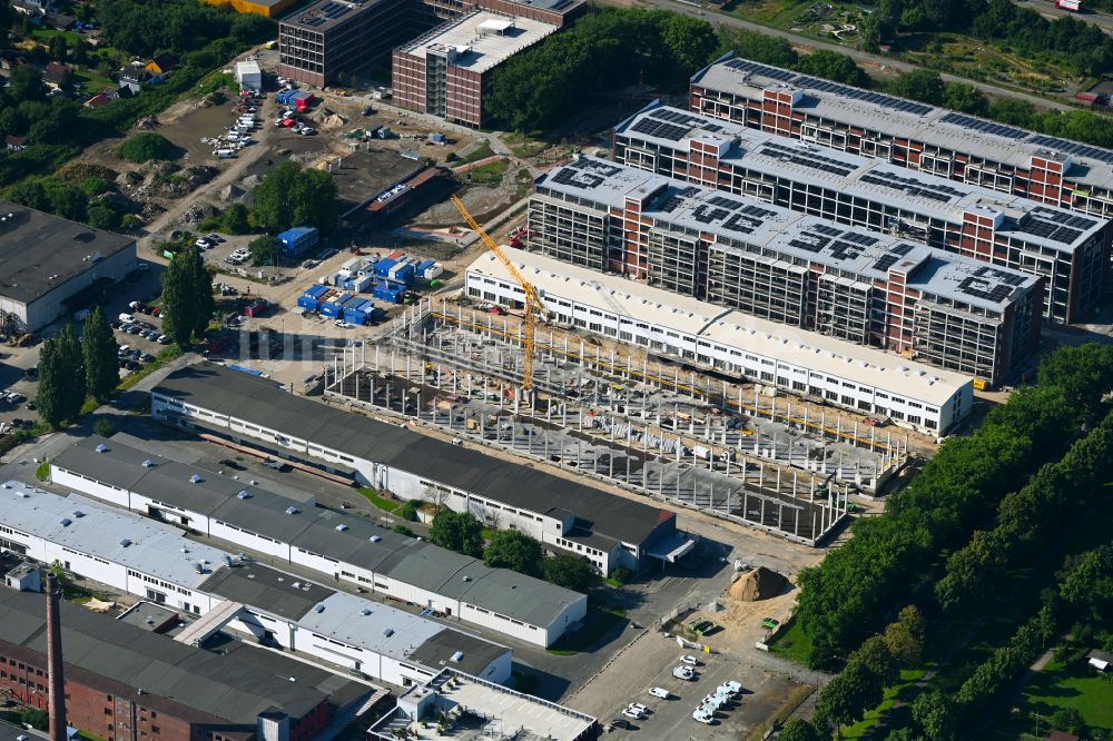 Luftbild Bremen - Baustelle Wohngebiet einer Mehrfamilienhaussiedlung mit Eigentumswohnungen im Tabakquartier im Ortsteil Woltmershausen in Bremen, Deutschland