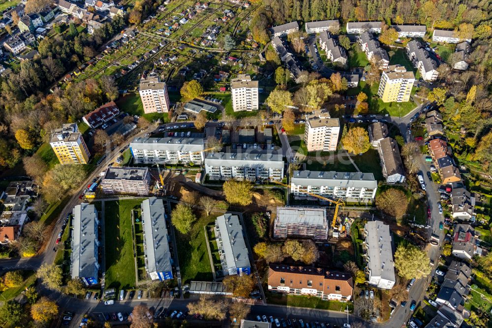 Bochum von oben - Baustelle Wohngebiet einer Mehrfamilienhaussiedlung an der Ennepestraße im Ortsteil Grumme in Bochum im Bundesland Nordrhein-Westfalen, Deutschland