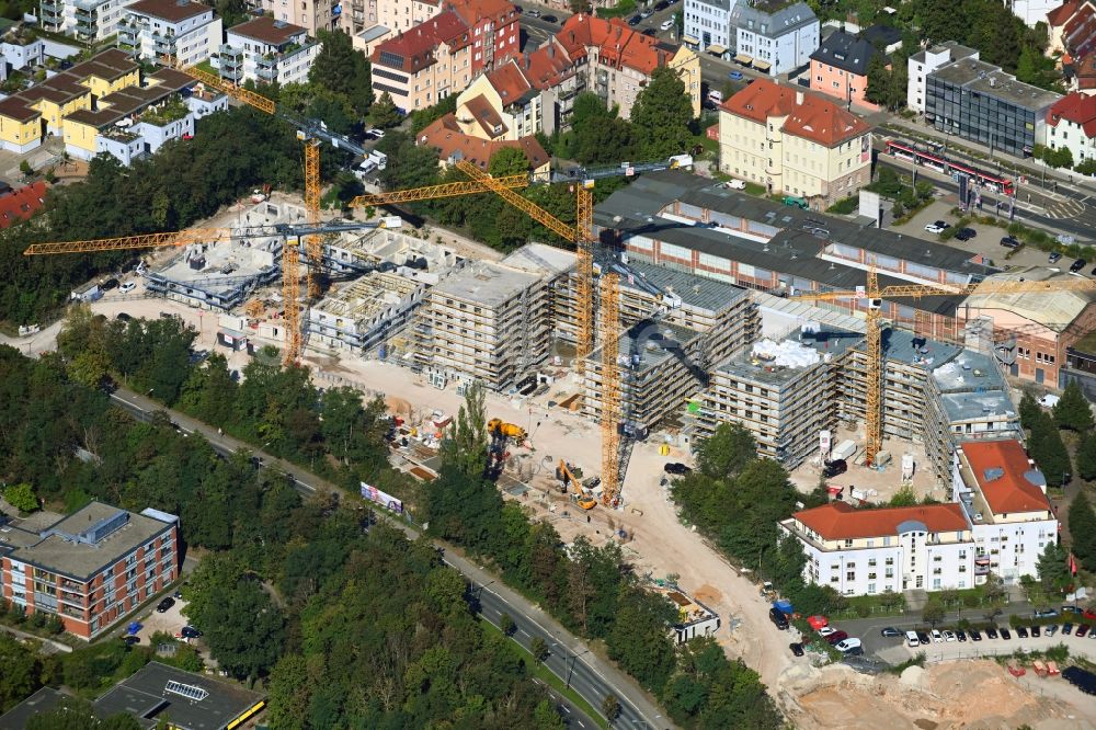 Nürnberg von oben - Baustelle Wohngebiet einer Mehrfamilienhaussiedlung am Europaplatz im Ortsteil Sankt Jobst in Nürnberg im Bundesland Bayern, Deutschland