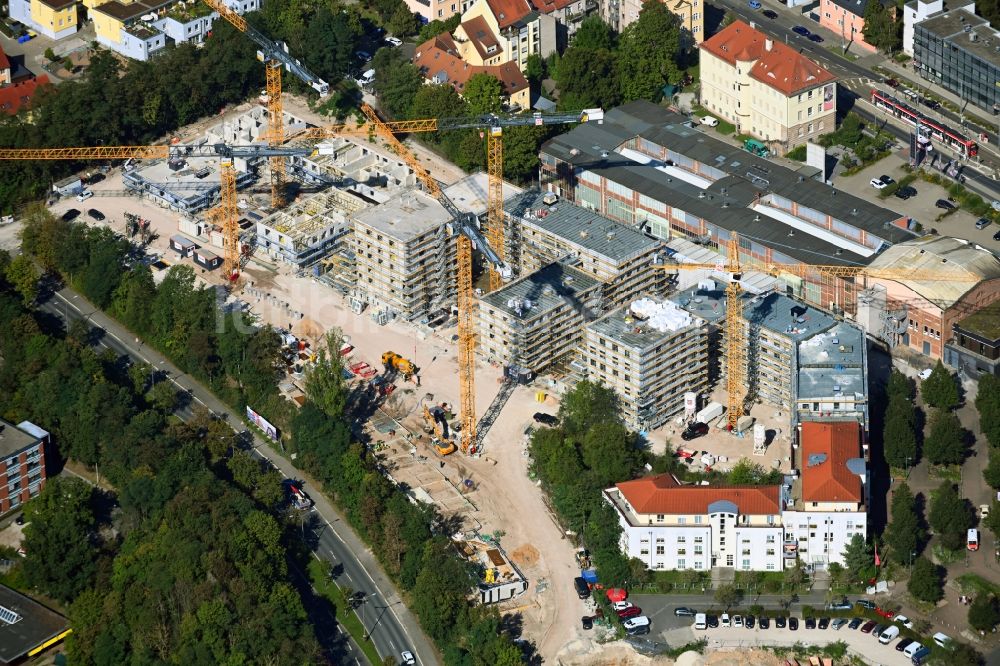 Luftbild Nürnberg - Baustelle Wohngebiet einer Mehrfamilienhaussiedlung am Europaplatz im Ortsteil Sankt Jobst in Nürnberg im Bundesland Bayern, Deutschland