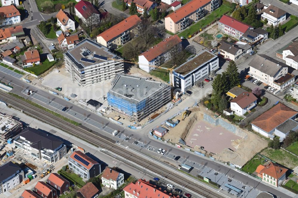 Grenzach-Wyhlen aus der Vogelperspektive: Baustelle Wohngebiet einer Mehrfamilienhaussiedlung Gartenstrasse in Grenzach-Wyhlen im Bundesland Baden-Württemberg, Deutschland