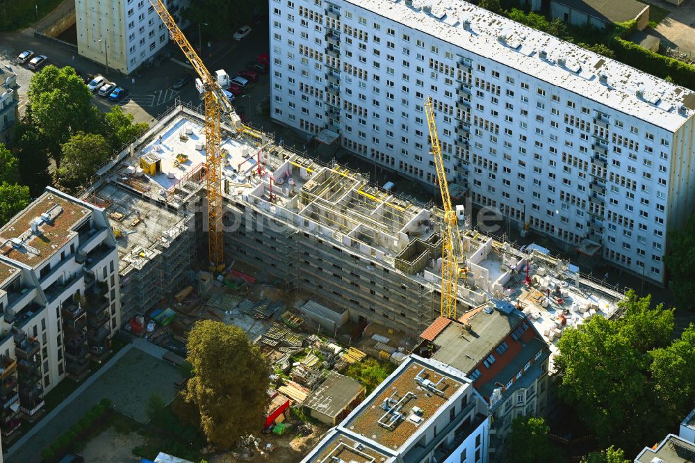 Leipzig aus der Vogelperspektive: Baustelle Wohngebiet einer Mehrfamilienhaussiedlung Grassistraße Ecke Haydnstraße in Leipzig im Bundesland Sachsen, Deutschland