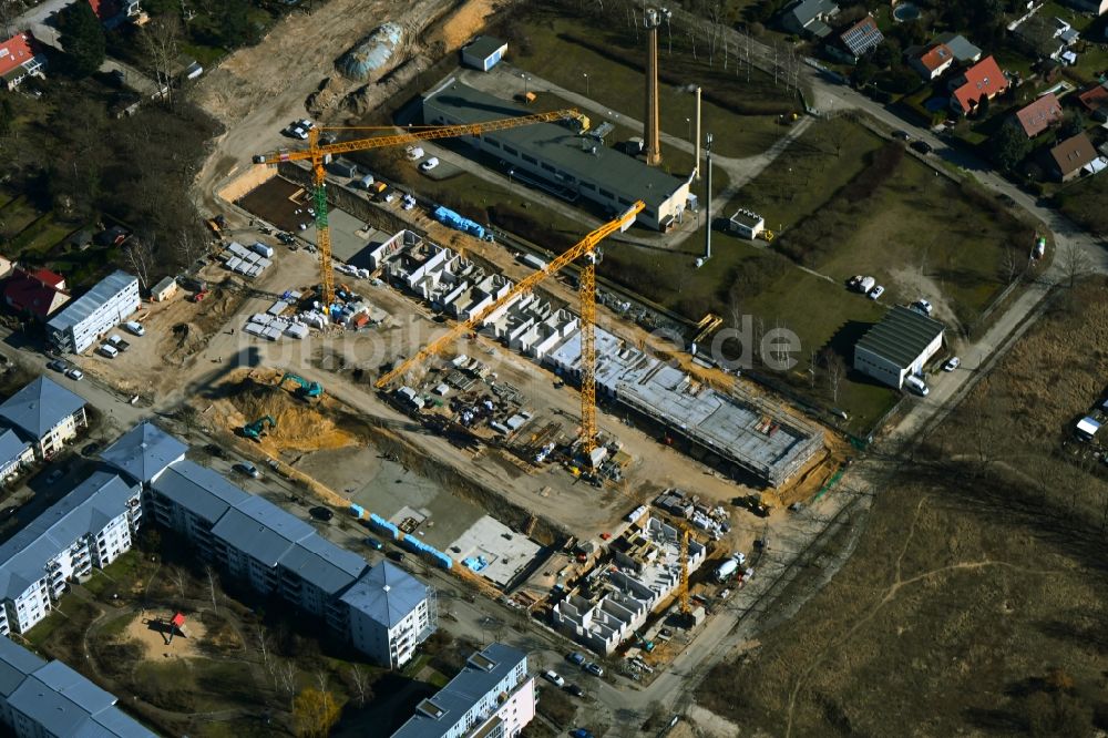 Luftbild Berlin - Baustelle Wohngebiet einer Mehrfamilienhaussiedlung am Hassoweg - Nelkenweg - Anne-Frank-Straße in Berlin, Deutschland