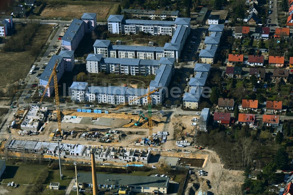 Berlin von oben - Baustelle Wohngebiet einer Mehrfamilienhaussiedlung am Hassoweg - Nelkenweg - Anne-Frank-Straße in Berlin, Deutschland