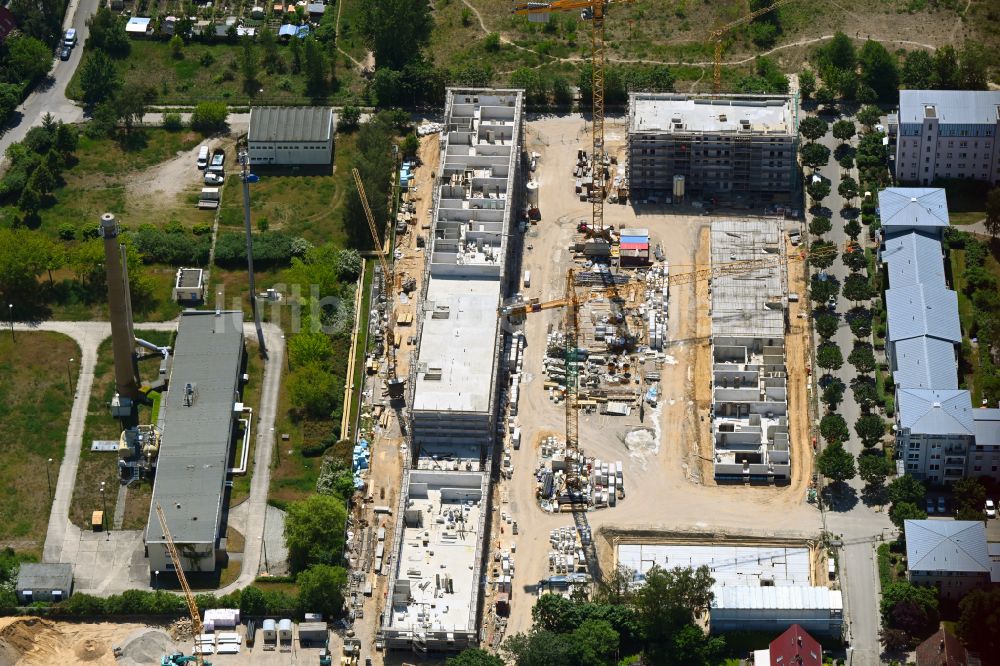 Luftaufnahme Berlin - Baustelle Wohngebiet einer Mehrfamilienhaussiedlung am Hassoweg - Nelkenweg - Anne-Frank-Straße in Berlin, Deutschland