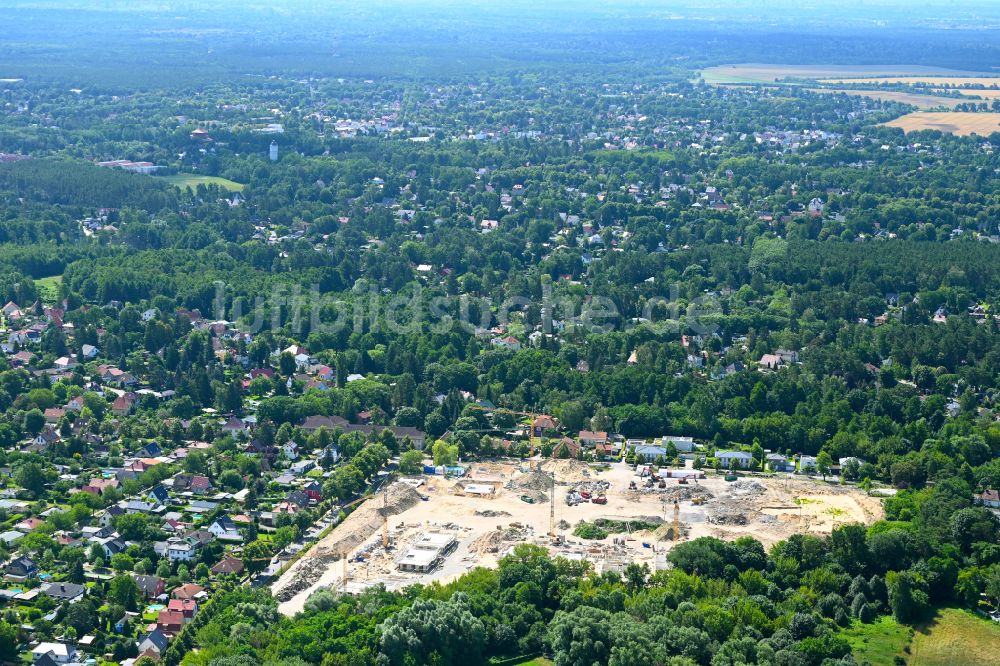 Luftaufnahme Birkenwerder - Baustelle Wohngebiet einer Mehrfamilienhaussiedlung An der Havelaue in Birkenwerder im Bundesland Brandenburg, Deutschland