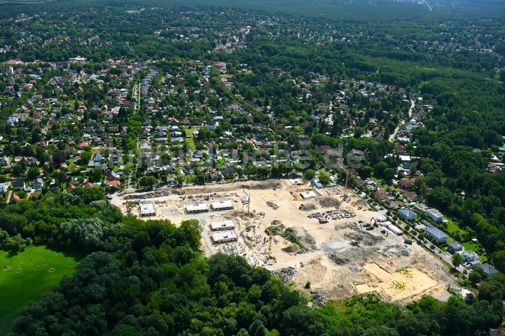 Birkenwerder von oben - Baustelle Wohngebiet einer Mehrfamilienhaussiedlung An der Havelaue in Birkenwerder im Bundesland Brandenburg, Deutschland