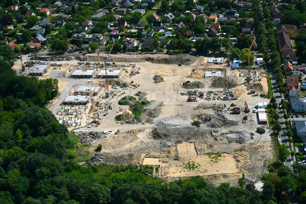 Luftbild Birkenwerder - Baustelle Wohngebiet einer Mehrfamilienhaussiedlung An der Havelaue in Birkenwerder im Bundesland Brandenburg, Deutschland