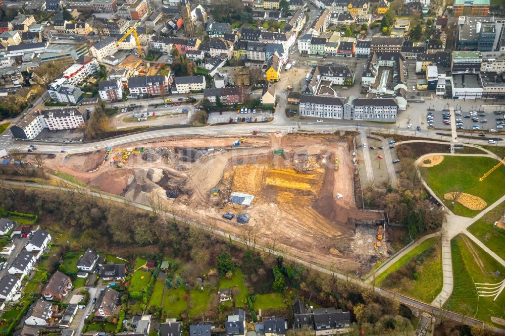 Luftbild Heiligenhaus - Baustelle Wohngebiet einer Mehrfamilienhaussiedlung am Hefelmannpark in Heiligenhaus im Bundesland Nordrhein-Westfalen, Deutschland