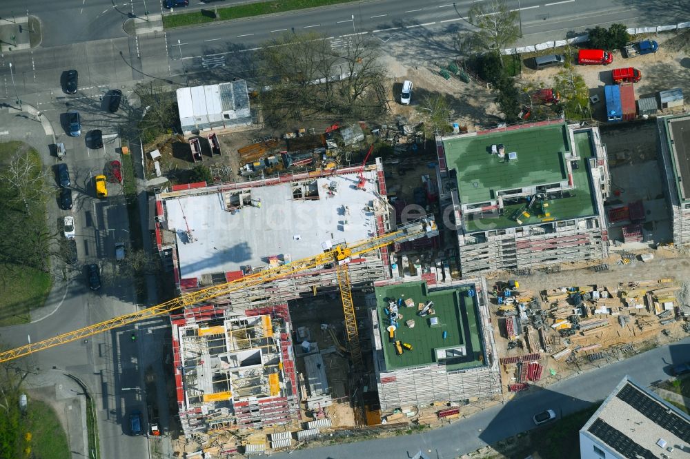 Berlin von oben - Baustelle Wohngebiet einer Mehrfamilienhaussiedlung Hüttenweg - Clayallee im Ortsteil Dahlem in Berlin, Deutschland